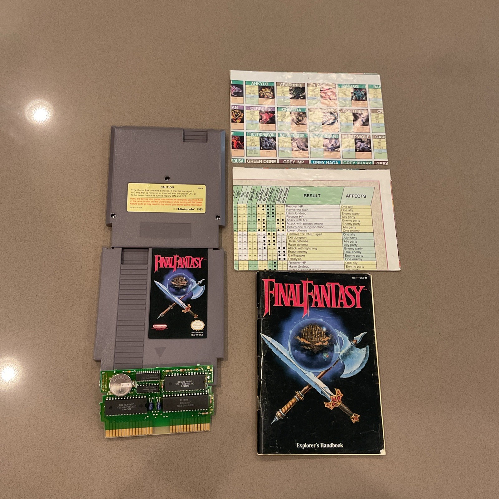 Final Fantasy Nintendo NES Manual Dungeon World Maps Chart Lot Authentic