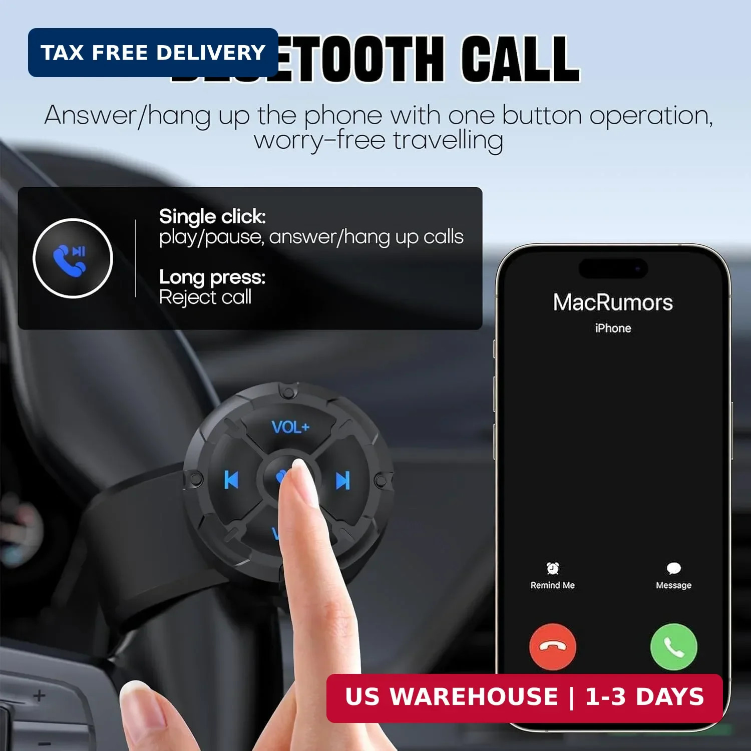 Bluetooth Media Button Remote Control,Adjustable Direction Waterproof Controller