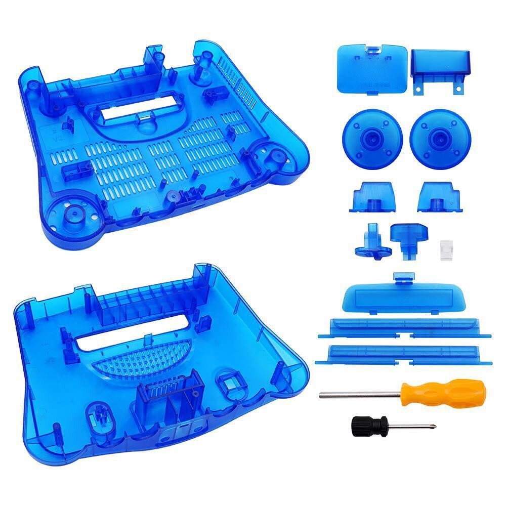 N64 Full Replacement Console Shell Housing Translucent Blue Nintendo 64