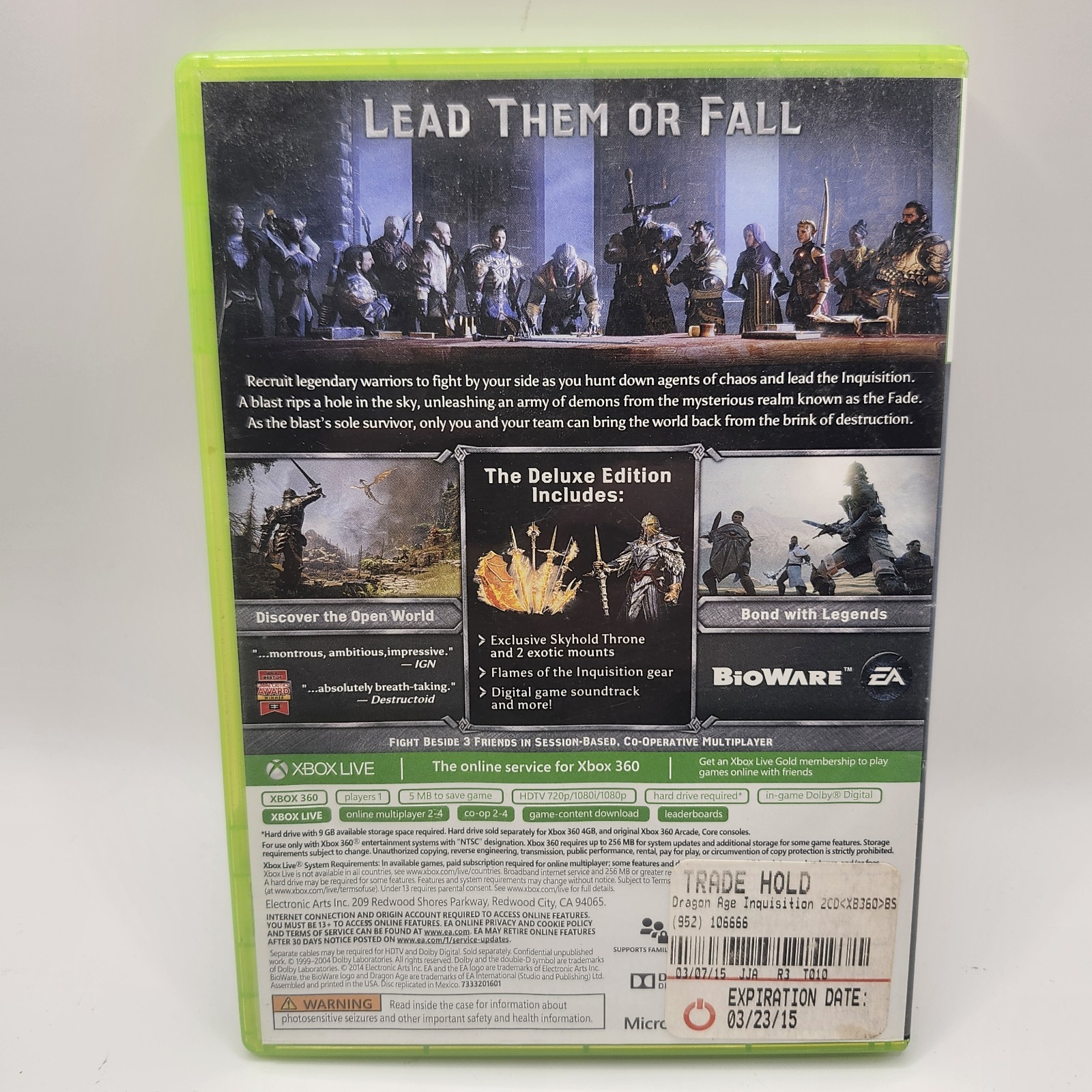 Dragon Age Xbox 360 Lot – Origins, Dragon Age 2 & Dragon Age Inquisition