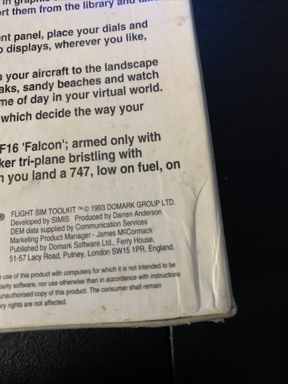 1993 Flight Sim Toolkit by Domark PC Game Combat Flight Simulator Builder