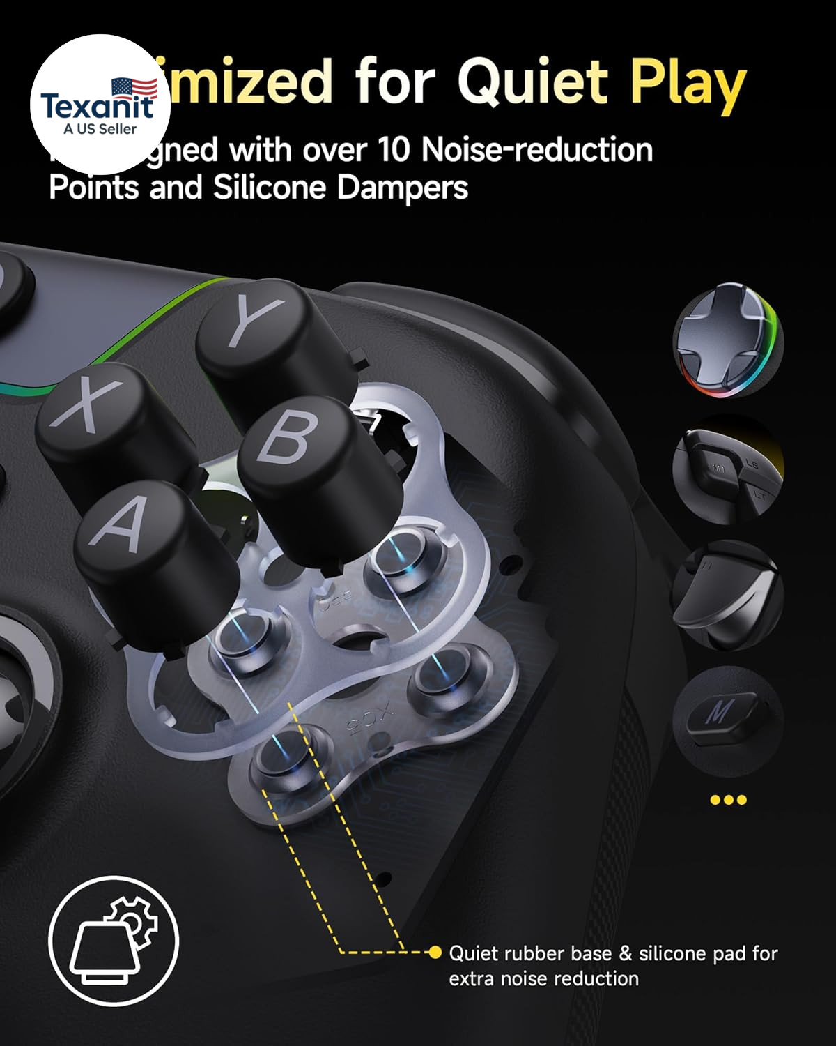 X05Pro Wireless PC Controller – Quiet-Press Buttons, 2-Stage Impulse Triggers, 2