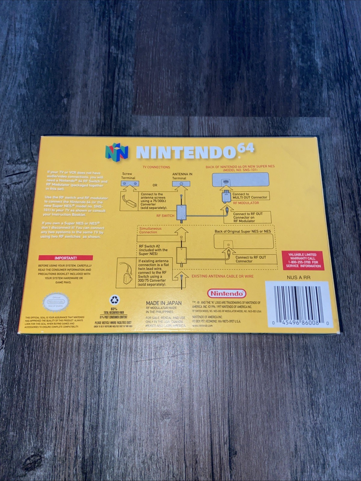 Nintendo 64 N64 OEM RF Switch RF Modulator Vintage Accessory