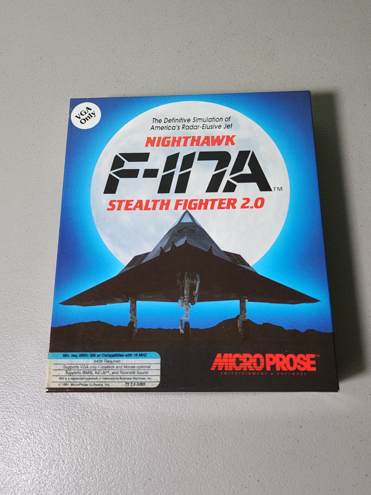 NIGHTHAWK F-117A Stealth Fighter 2.0 IBM PC Big Box 3.5 Floppy Disk Complete CIB