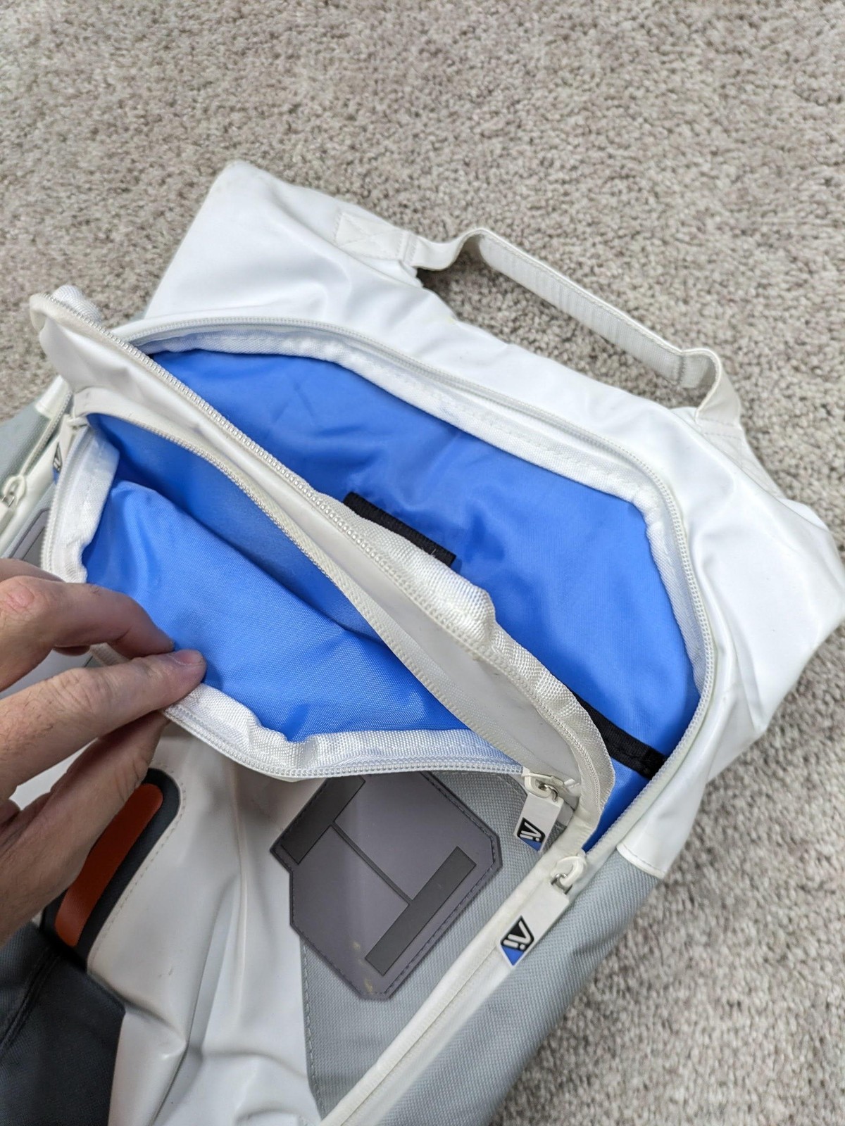 Mass Effect Andromeda Initiative Padded Backpack One Size White Gray Blue Orange