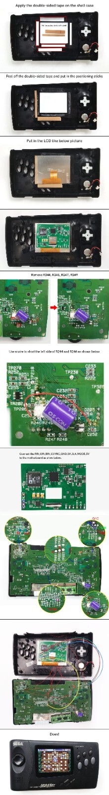 OSD Version 3.5″ 640×480 HD IPS LCD RGB Board LCDDRV RGB For SEGA Nomad Console