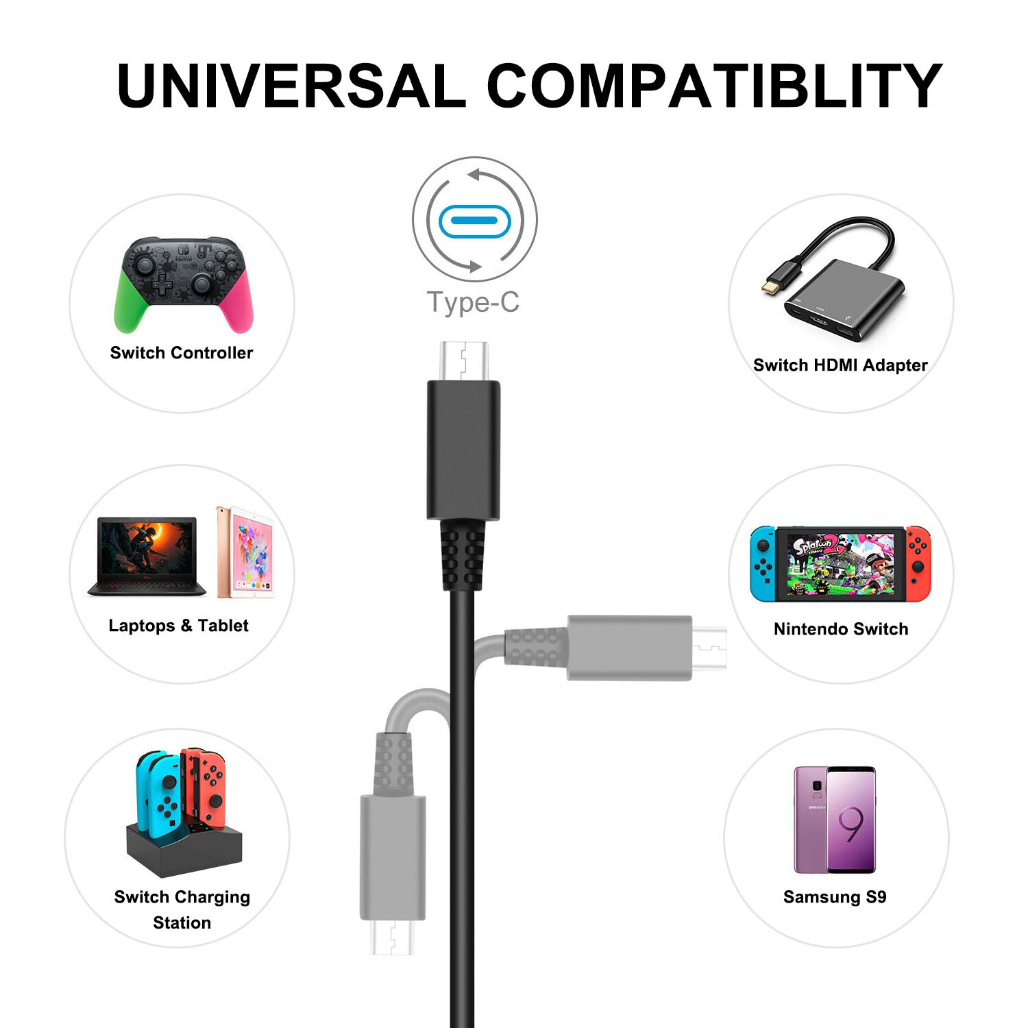 For Nintendo Switch AC Power Adapter Charger HAC-002 Home Wall Travel US Cable