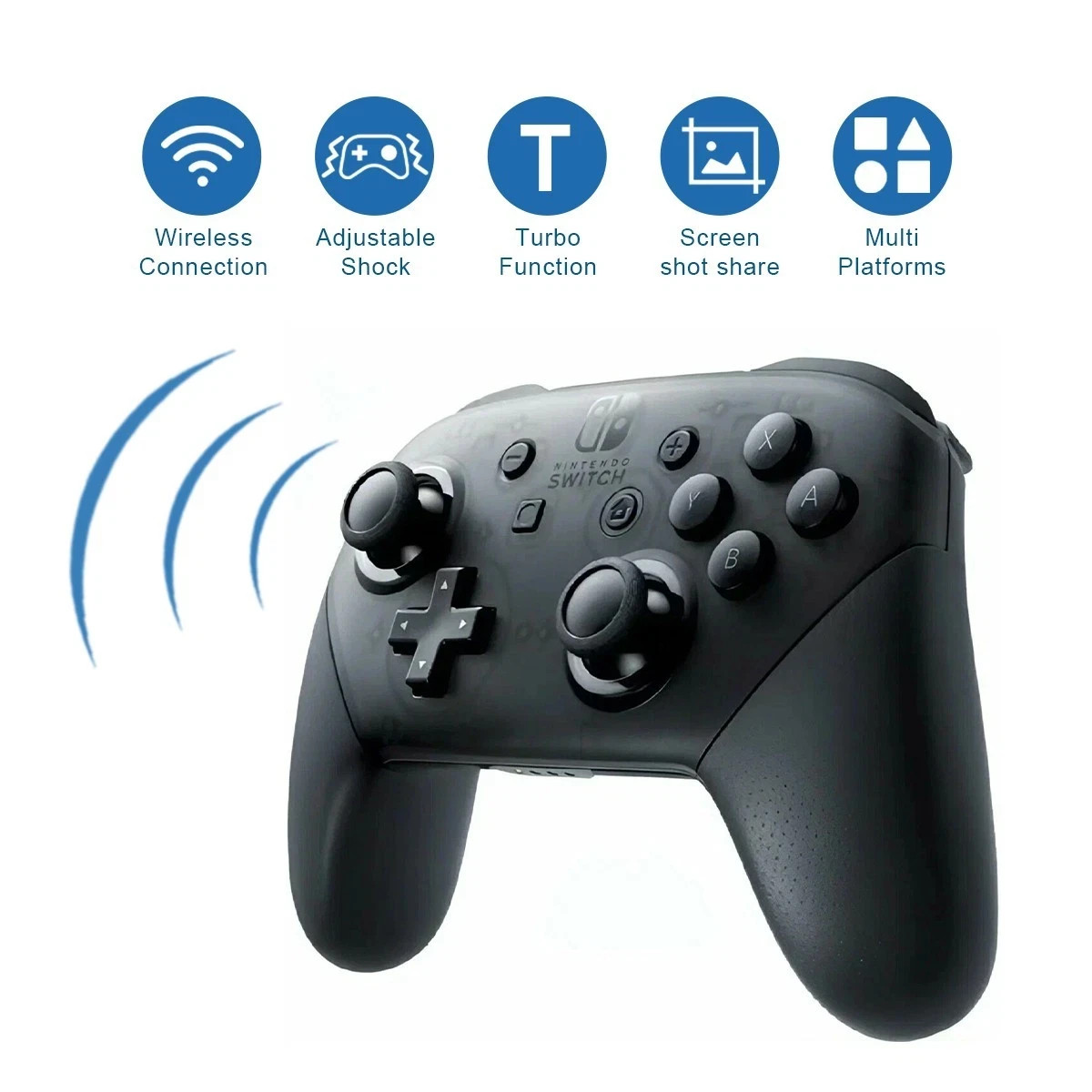 Switch Pro Controller Nintendo Wireless Full Black Function NFC US SHIP
