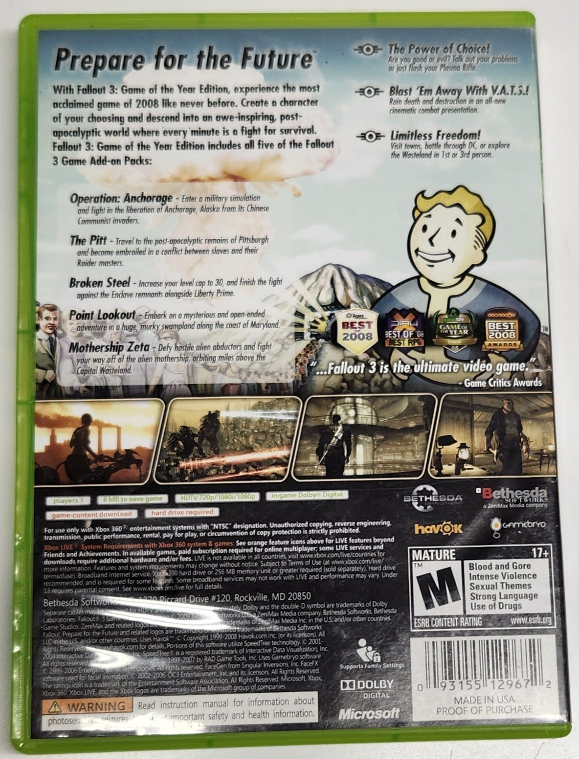 FallOut 3 (2008) & FallOut New Vegas (2012) Lot of 2 (Microsoft XBox) Tested