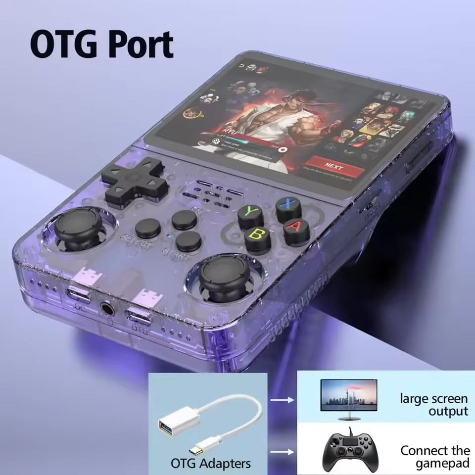 R36S Handheld VideoGame Console – 15,000+ RETRO GAMES – 3.5 Inch Screen – Yellow