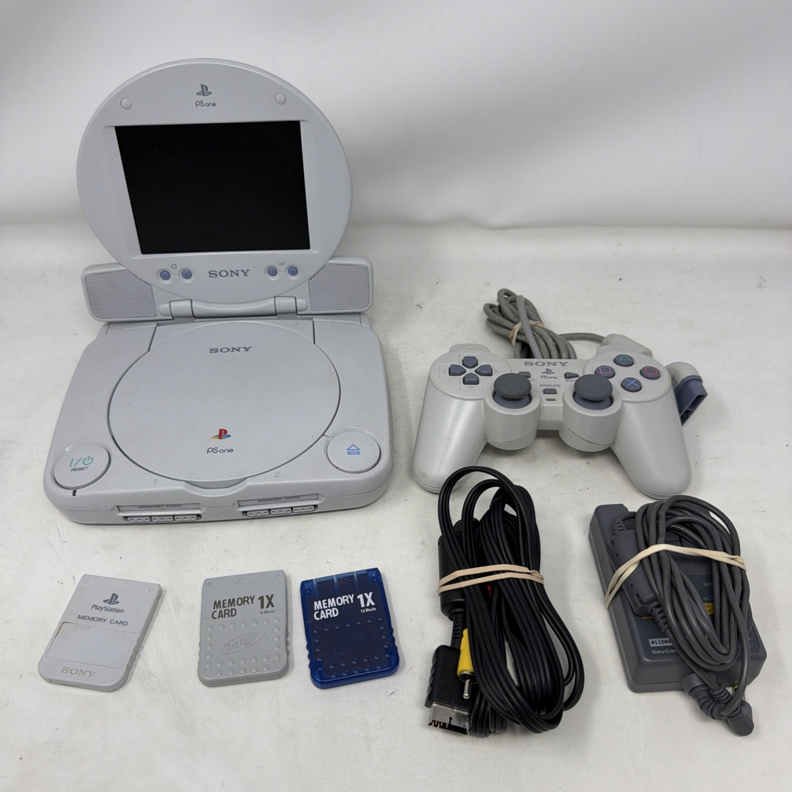 PSOne Console & LCD Screen Bundle Controller & Cords Tested Works SEE PICS
