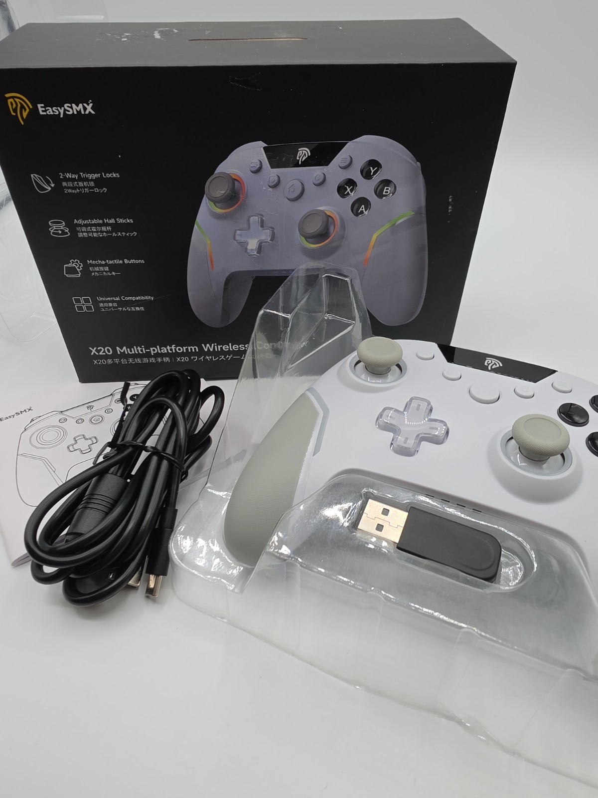 EasySMX X20 Wireless Gaming Controller for PC/Switch – White