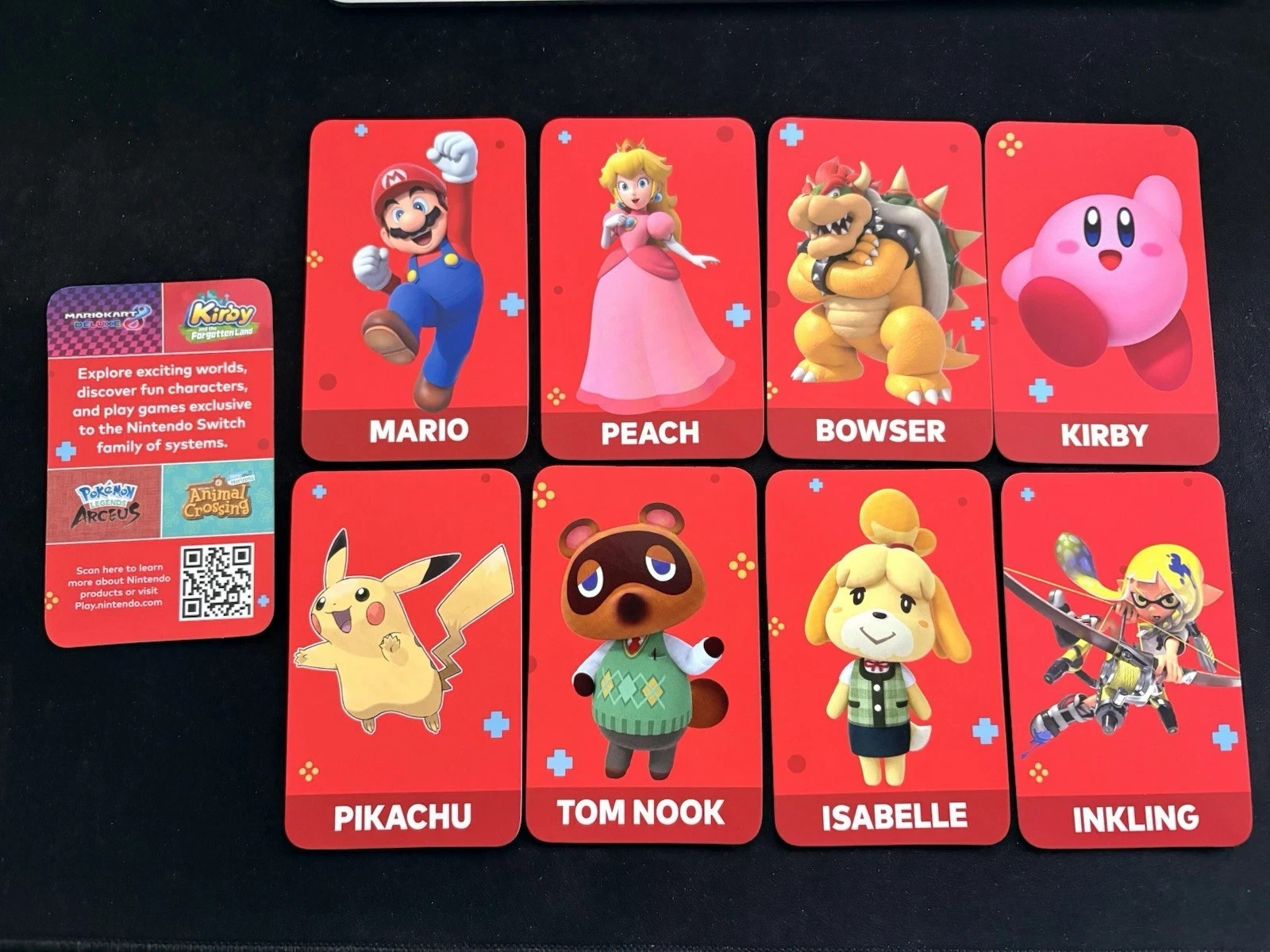 Authentic Super Mario Promo Bundle: 2023 Character Card Set & Iron-On Patch