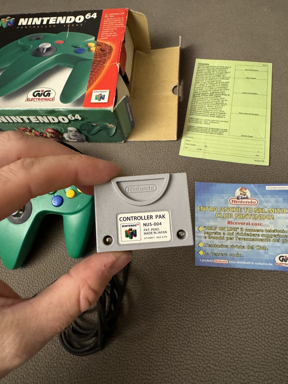 JOYSTICK – GREEN JOYPAD FOR NINTENDO 64 (N64) 100% ORIGINAL GIG ITALY – BOXED