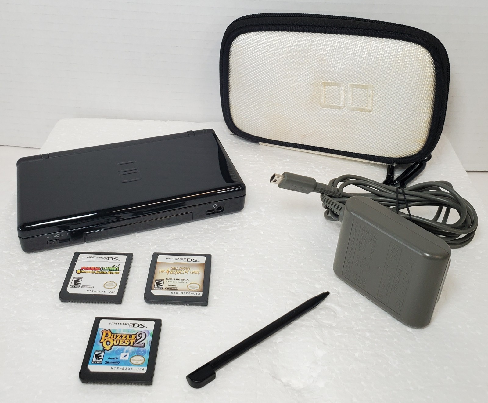 Nintendo DS Lite Onyx Black (USG-001) w OEM Accessories Bag & 3🔥 Games TESTED✅️