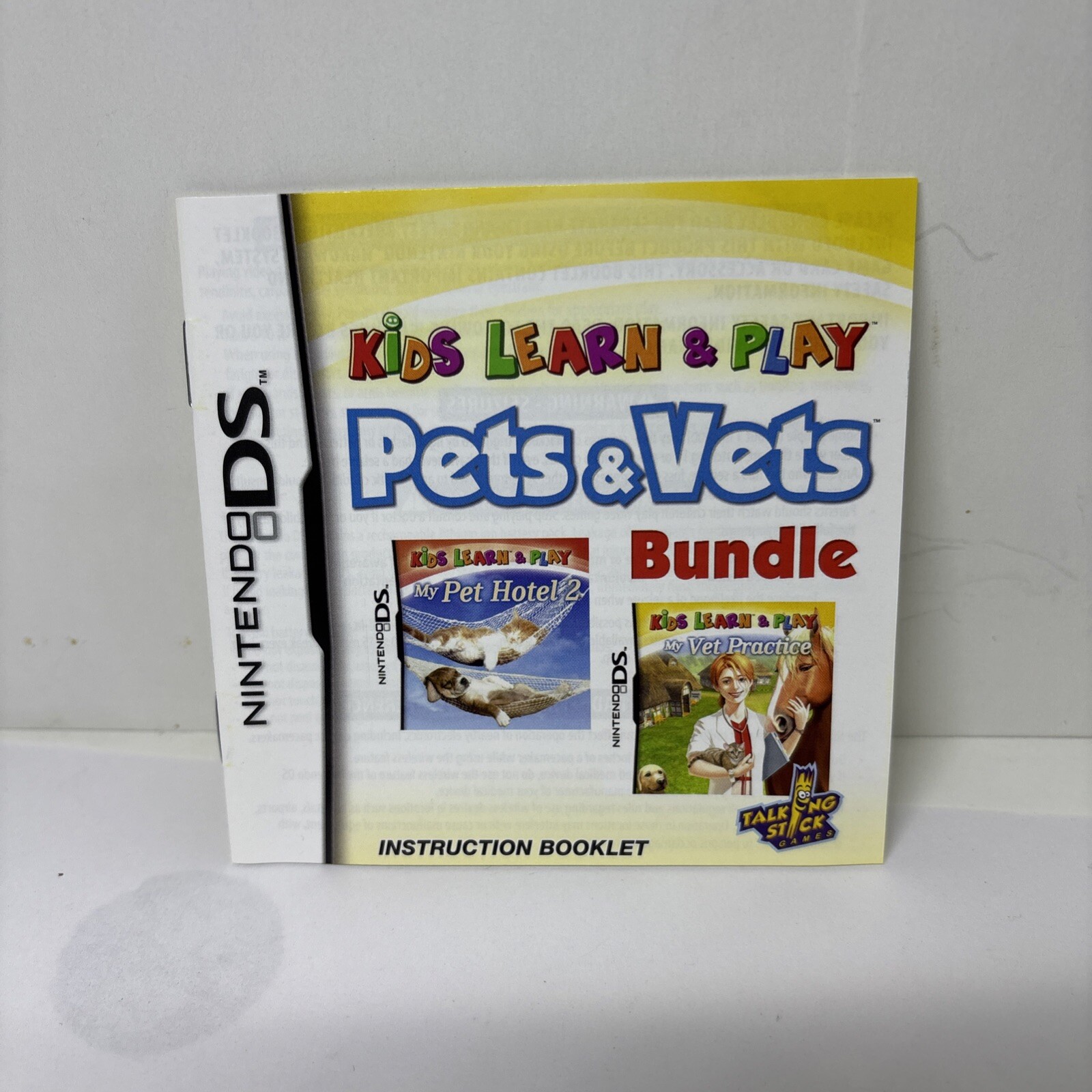 Nintendo DS Kids Learn and Play Pets and Vets Bundle Handheld Video Game 2012