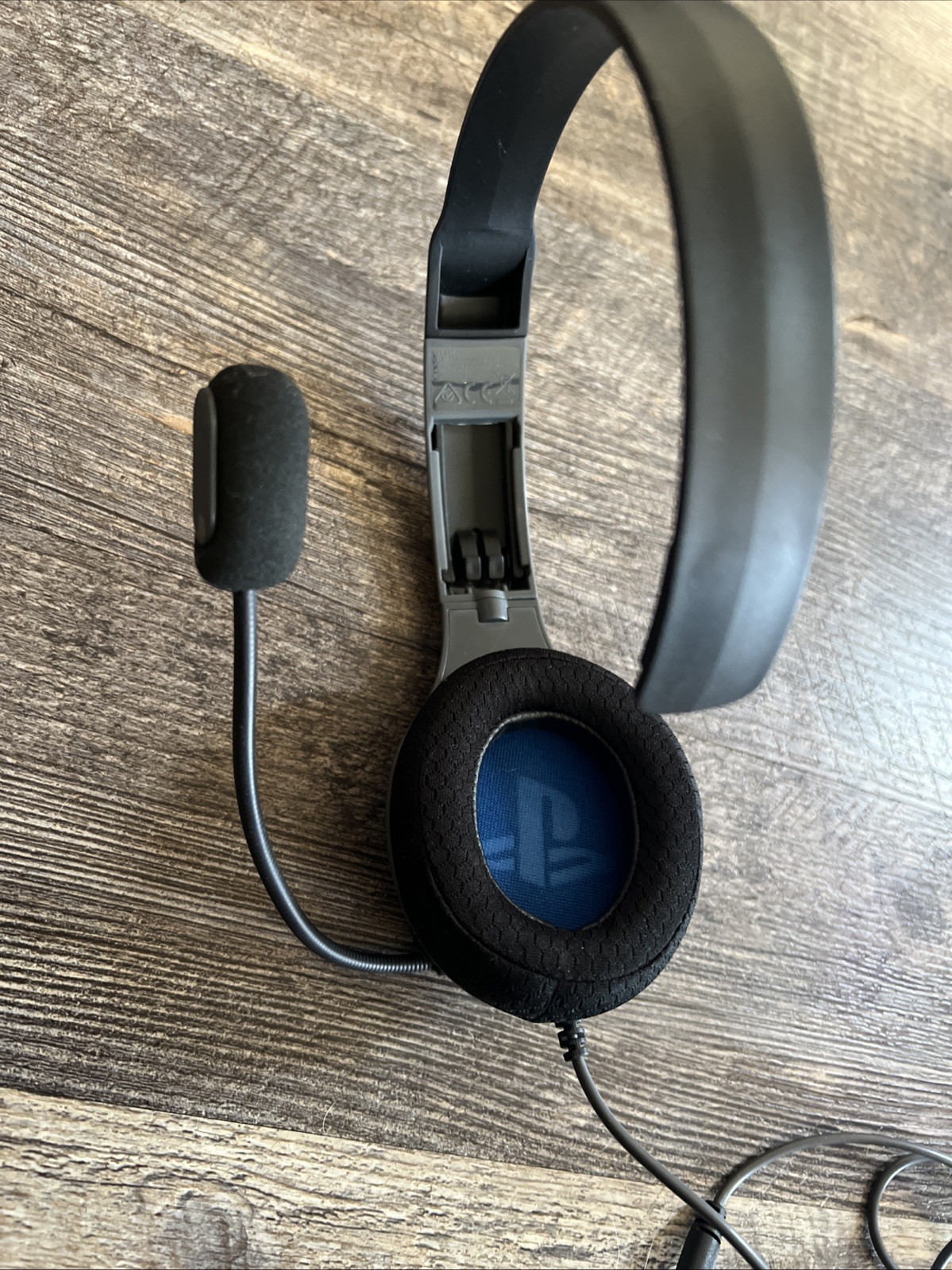 PlayStation Corded Headphones With Mic Black Grey Tested Work!