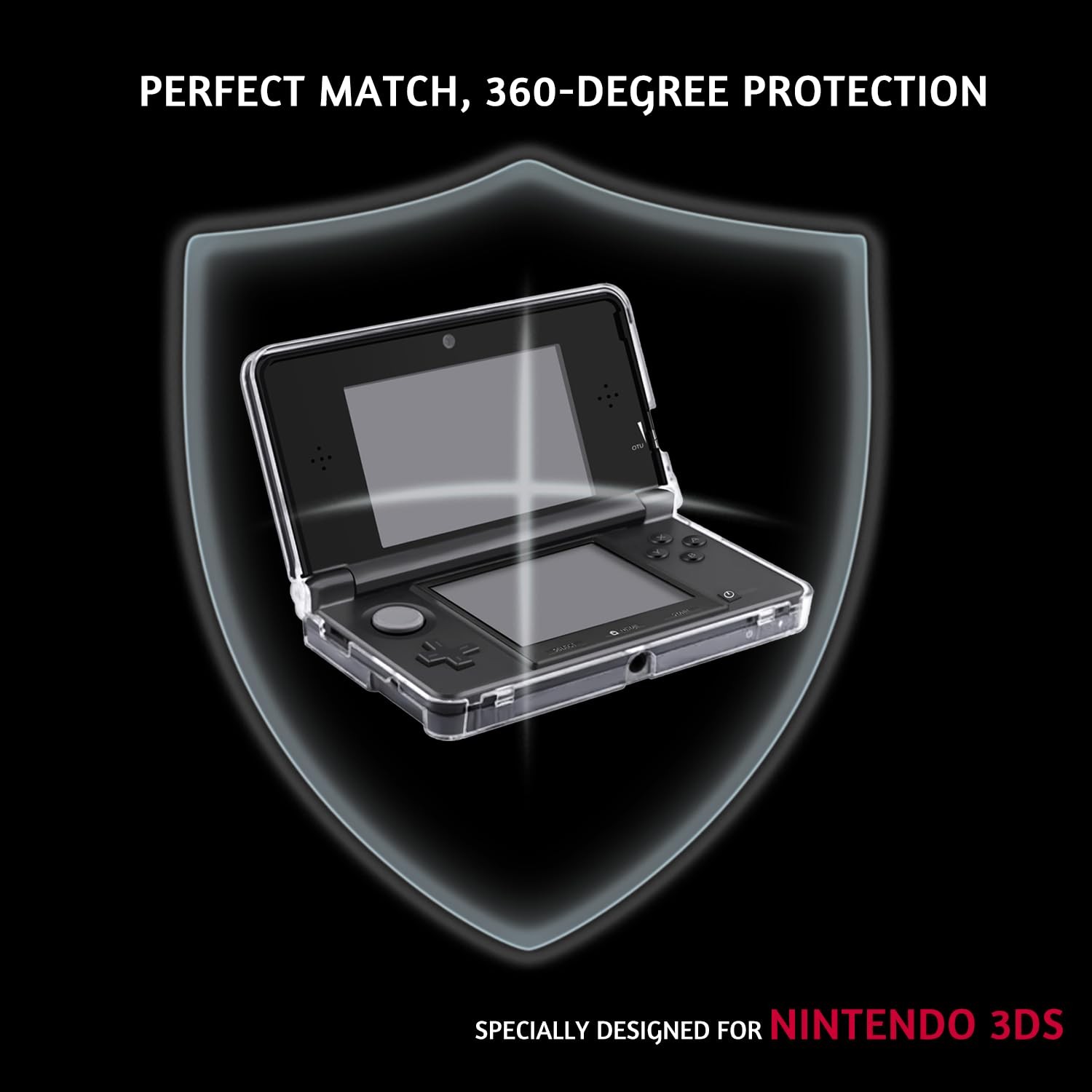 For Nintendo 3DS Clear Snap-on Plastic Crystal Hard Shell Case Protective Cover