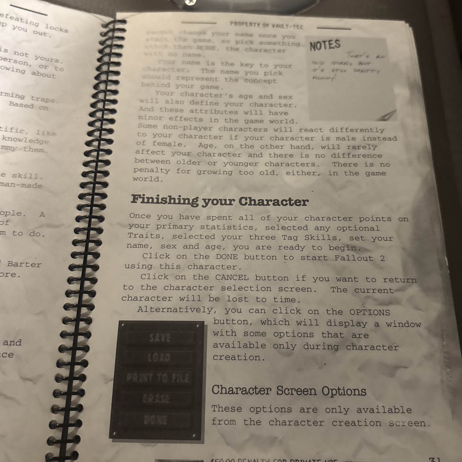 Vintage Vault Tec Lab Journal Game Manual Only