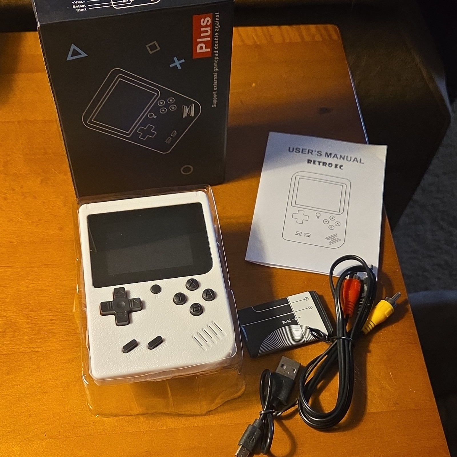 Retro FC Plus Handheld Game Console White Backlit Screen Rechargeable TV Out