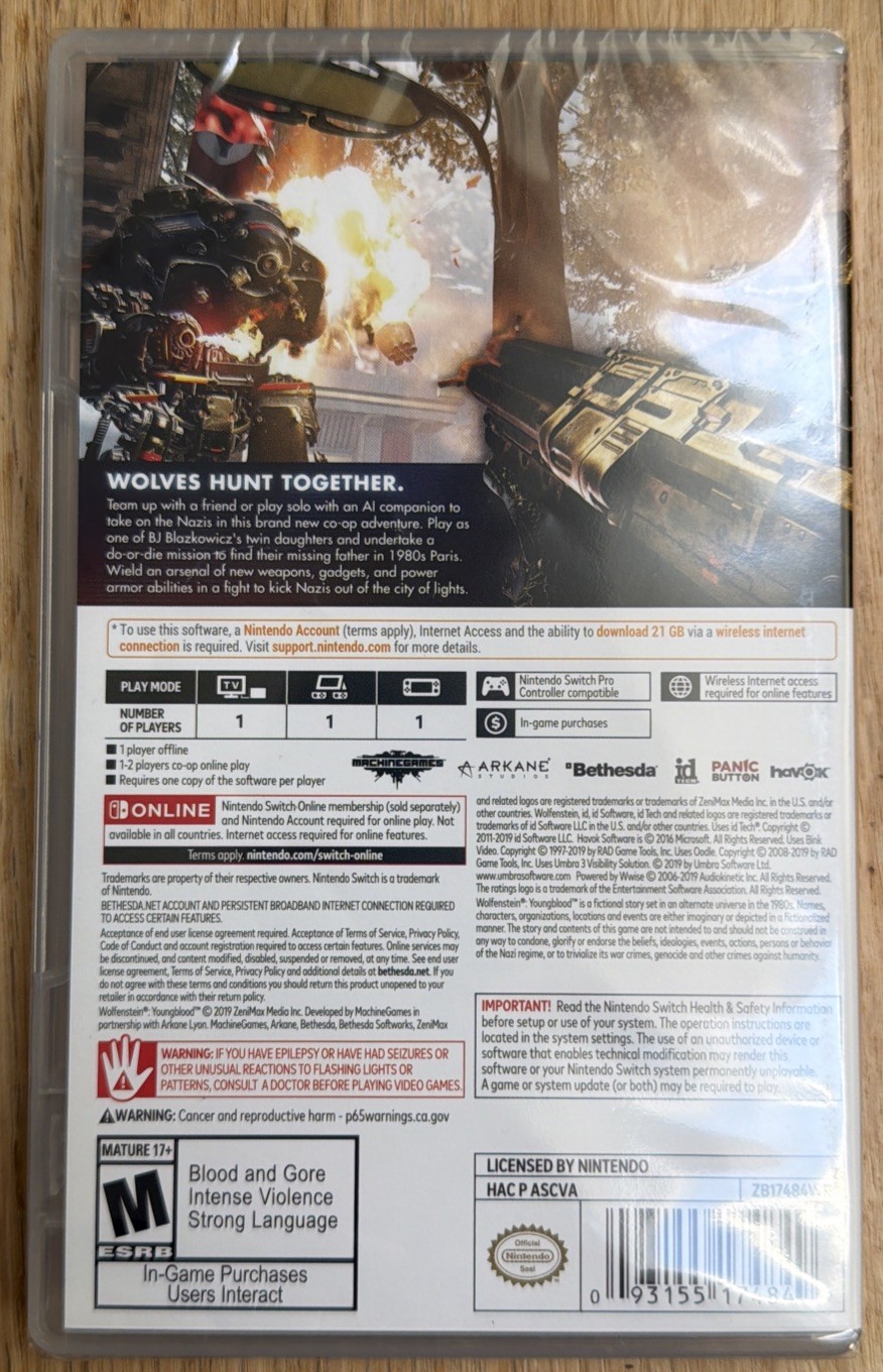 Wolfenstein: Youngblood – Nintendo Switch Unused digital code