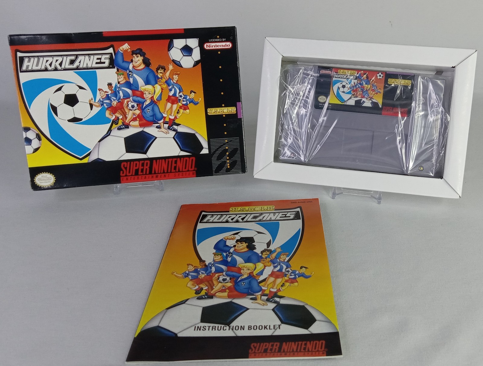 Hurricanes US Gold SNES Super Nintendo Tested Working Authentic CIB Complete