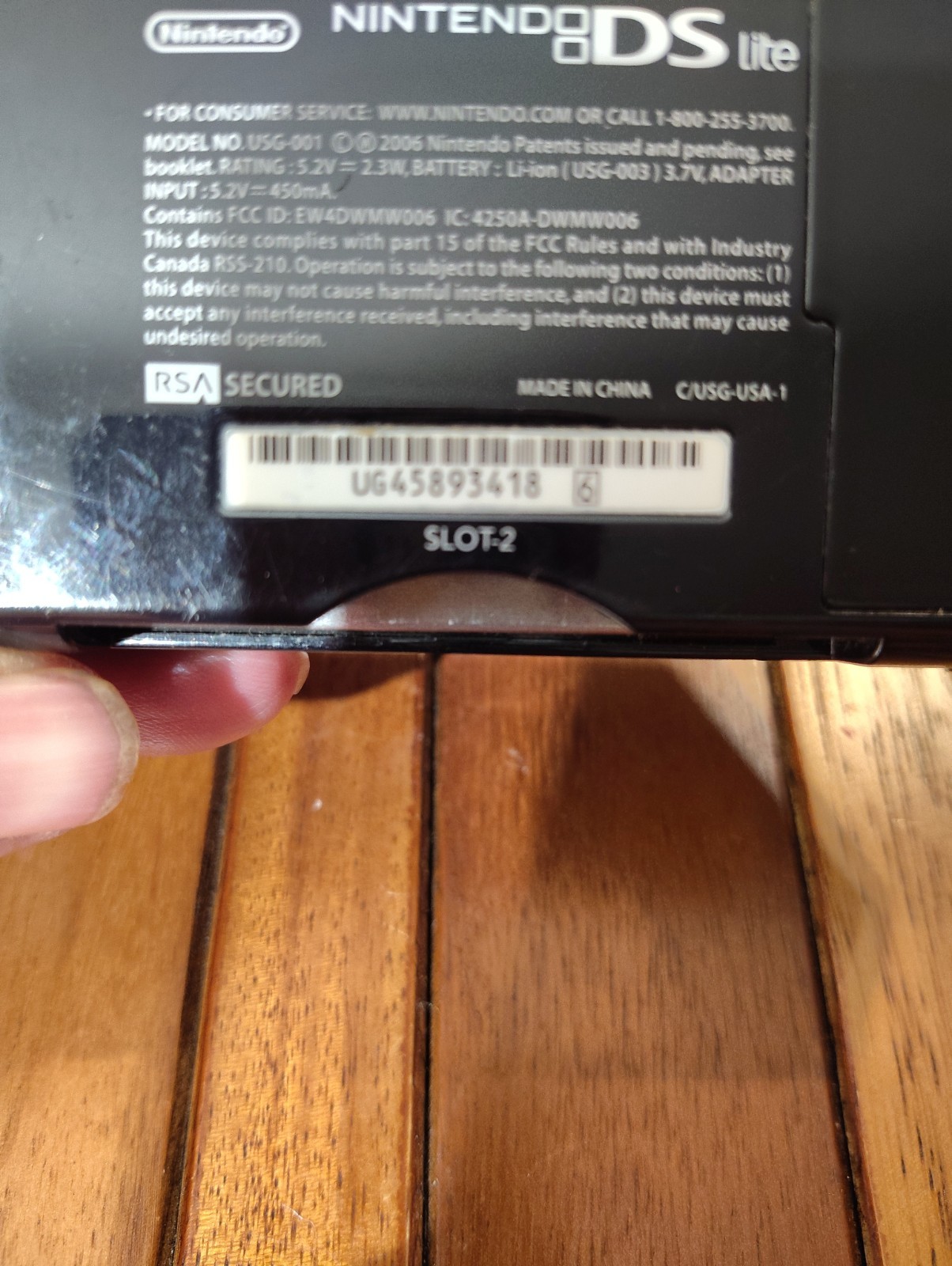 Nintendo DS Lite – Onyx Black Loose Hinge No Charger Tested & Works