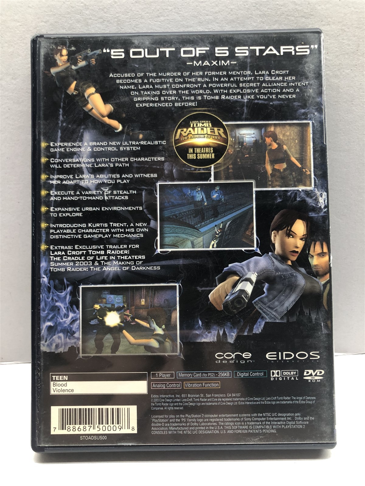 Lara Croft: Tomb Raider The Angel of Darkness (PlayStation 2, 2003) Clean Tested