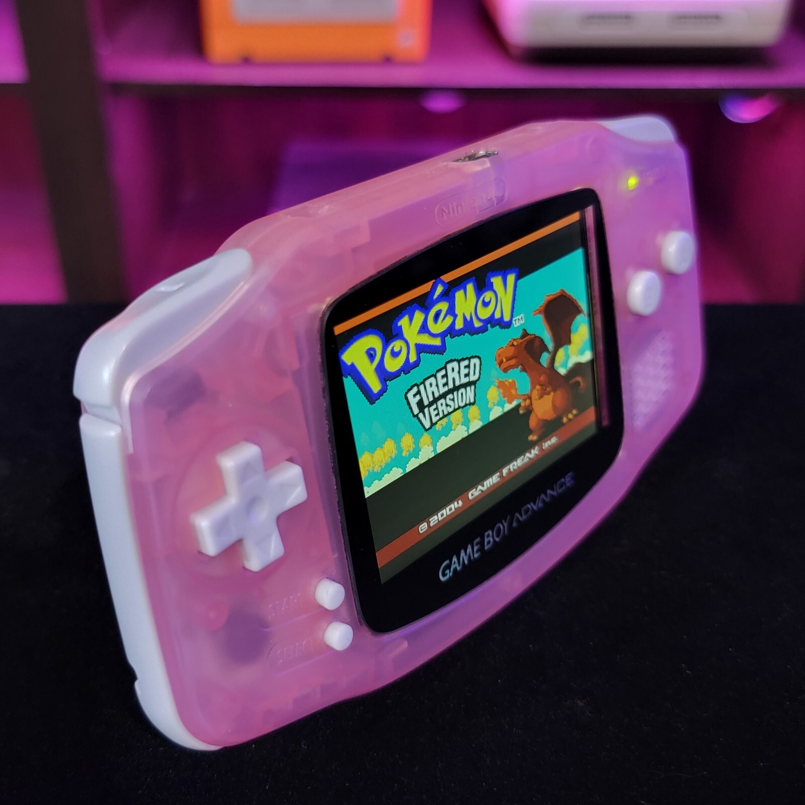 Fushia Pink Game Boy Advance GBA Console with iPS V5 Backlit LCD MOD Console