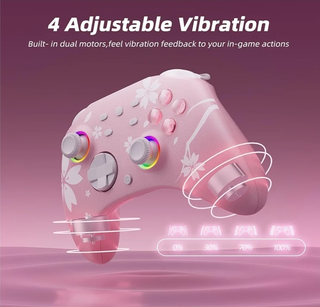 Controller Switch/Switch 2, Windows iOS Android Steam/Steam Deck,Pink Bluetooth
