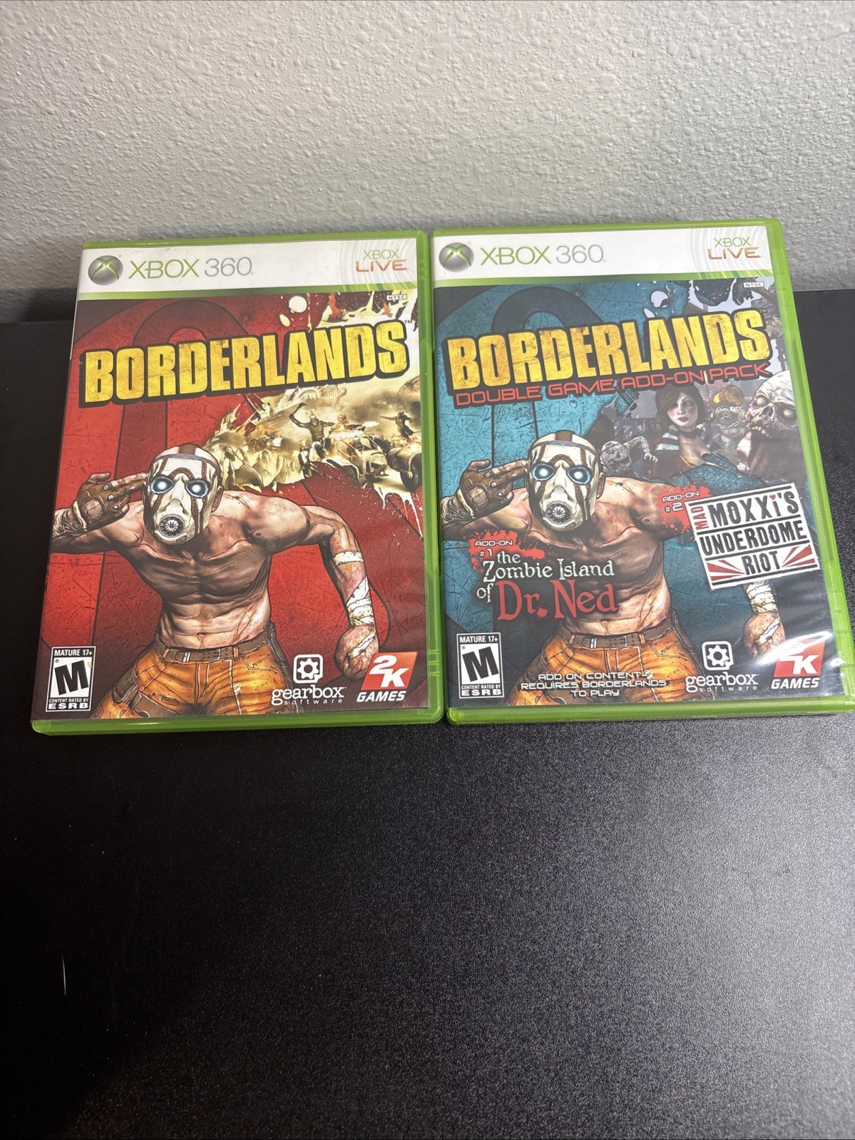 Borderlands + Double Game Add-On Pack Xbox 360 CIB Tested Dr Ned Moxxi Bundle