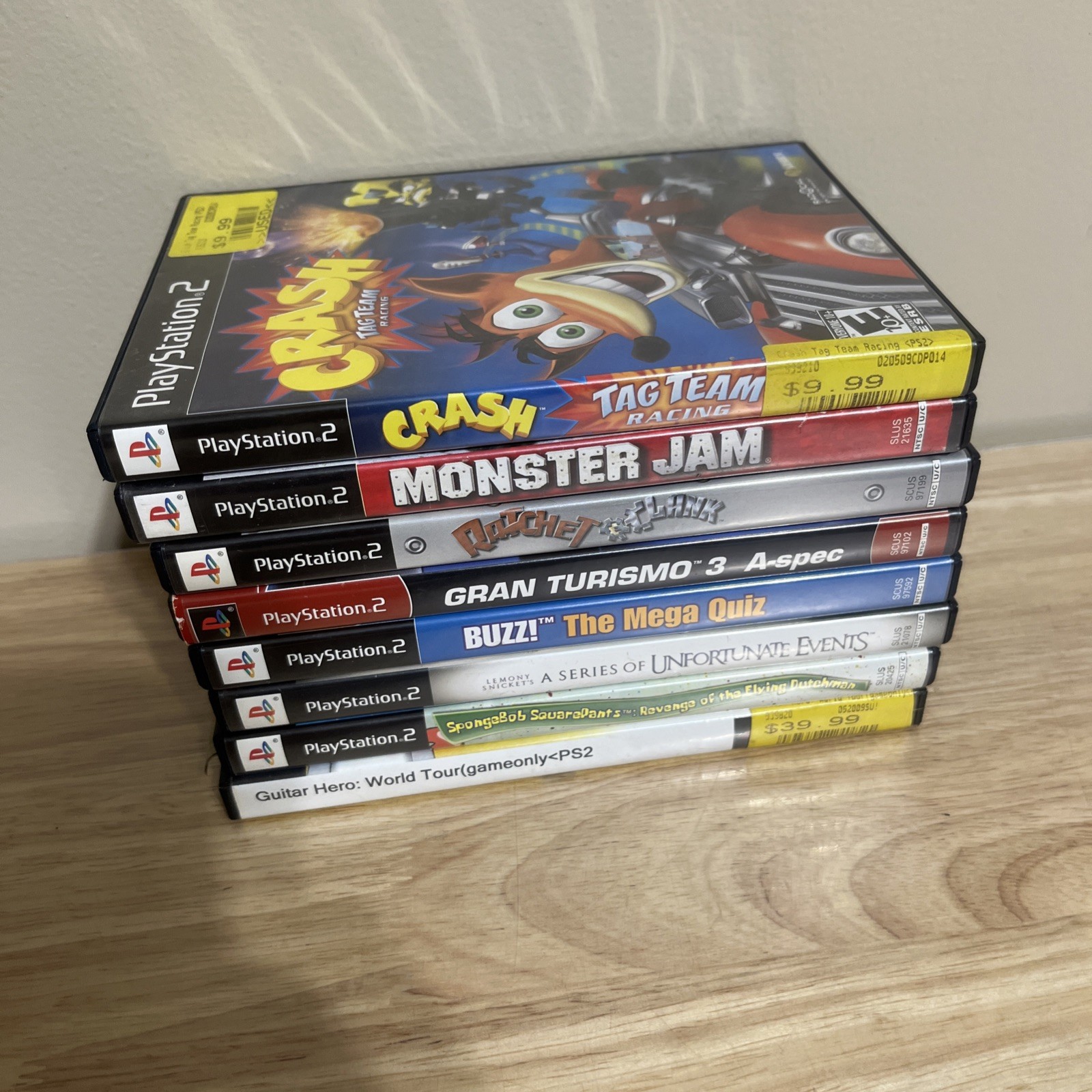 PS2 Game Lot Of 8 PlayStation 2 Crash Ratchet, Gran Turismo 3, Guitar Hero, Etc