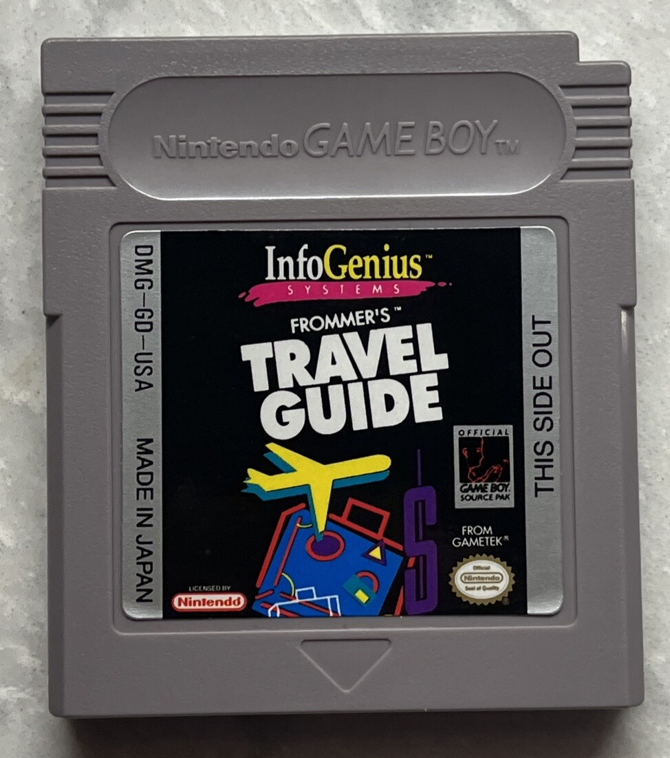 InfoGenius Productivity Pak Frommer’s Travel Guide Nintendo Game Boy 1992 TESTED
