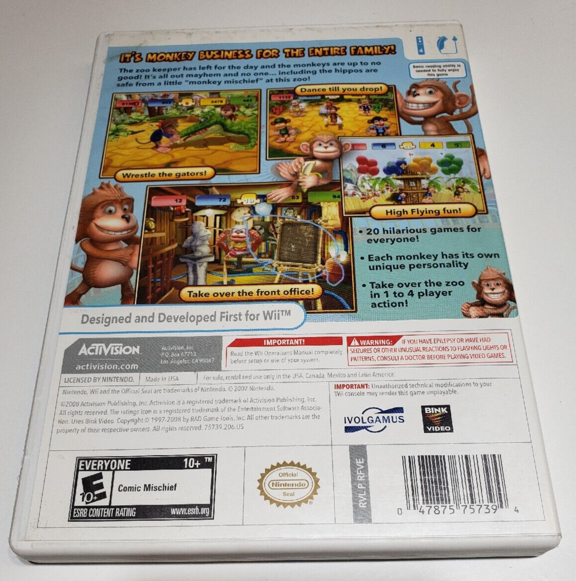 🔴Monkey Mischief Party Time (Nintendo Wii, 2008) Complete