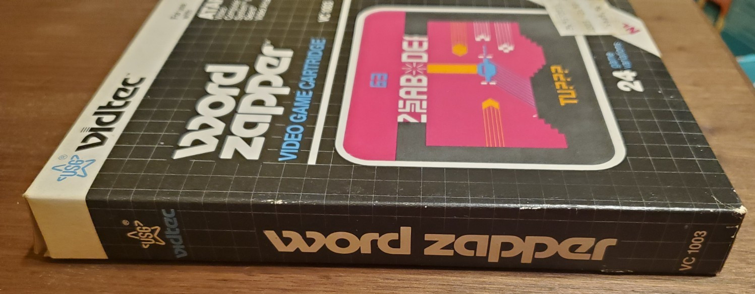 Word Zapper W/ Box + Manual ATARI 2600 1982 Vidtec Vintage Game Cartridge
