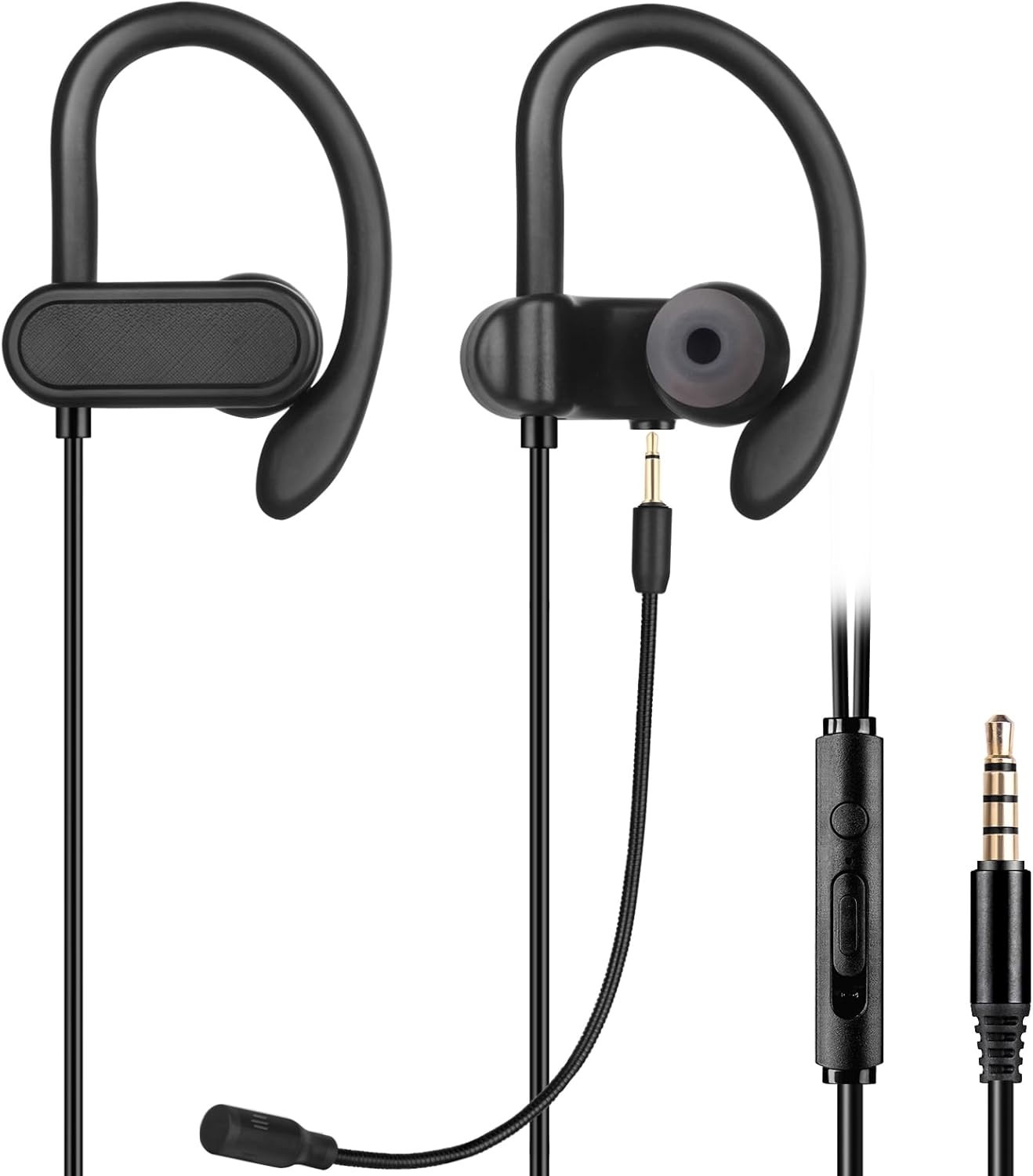 Wired 3.5mm in-ear Earbuds Headphones with Wrap-around Hooks, Gaming Headset …