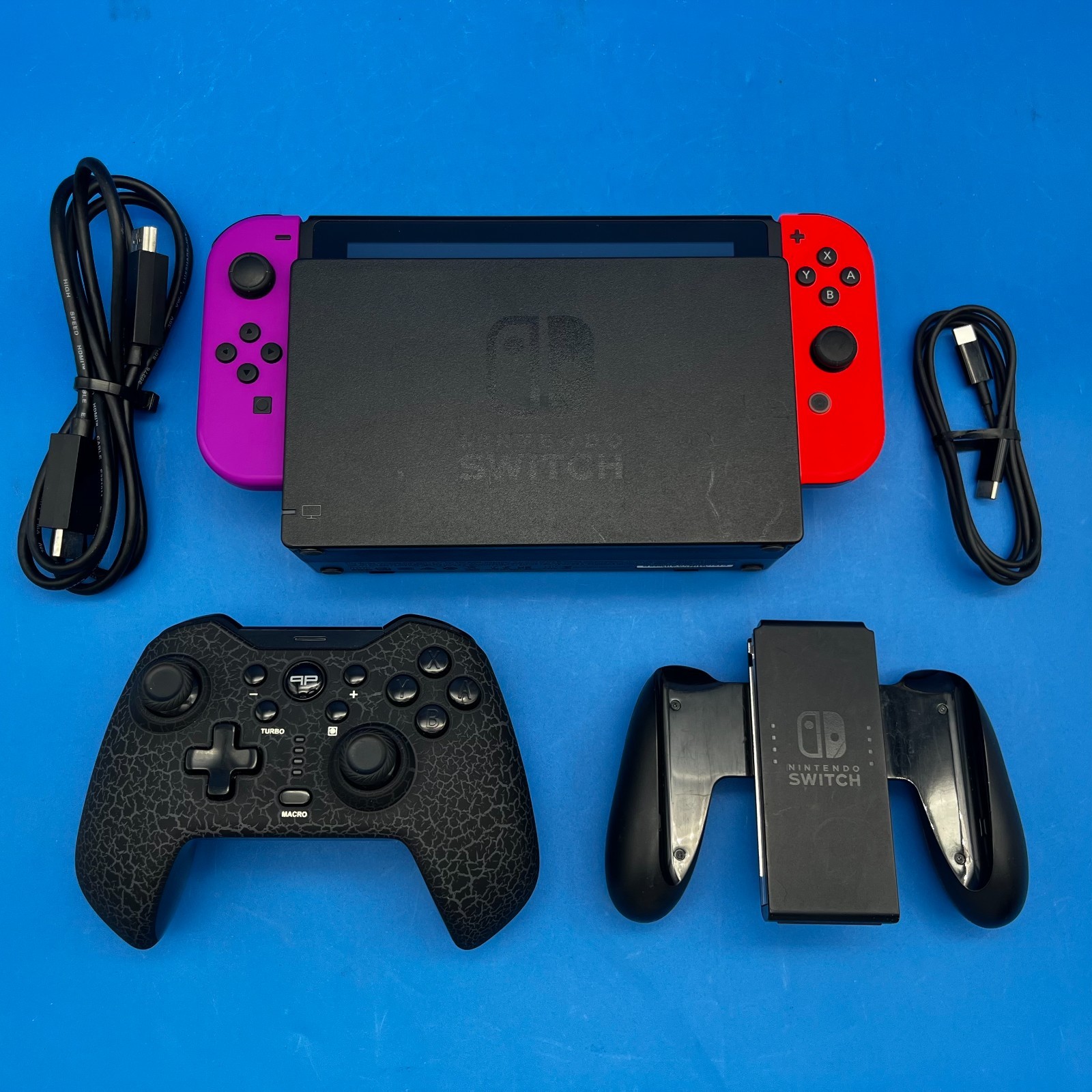 Nintendo HAC-001 32GB Switch Console – Black (Red/Purple Joy-Cons) w/ Accs
