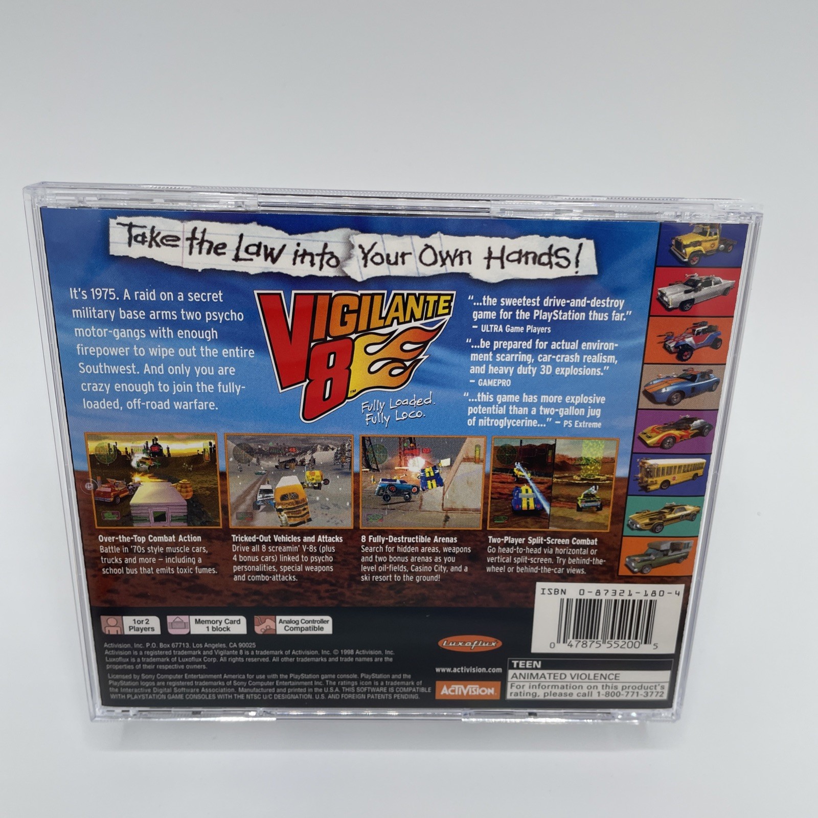 Vigilante 8 PS1 PlayStation 1 Complete CIB + Registration Card Black Label