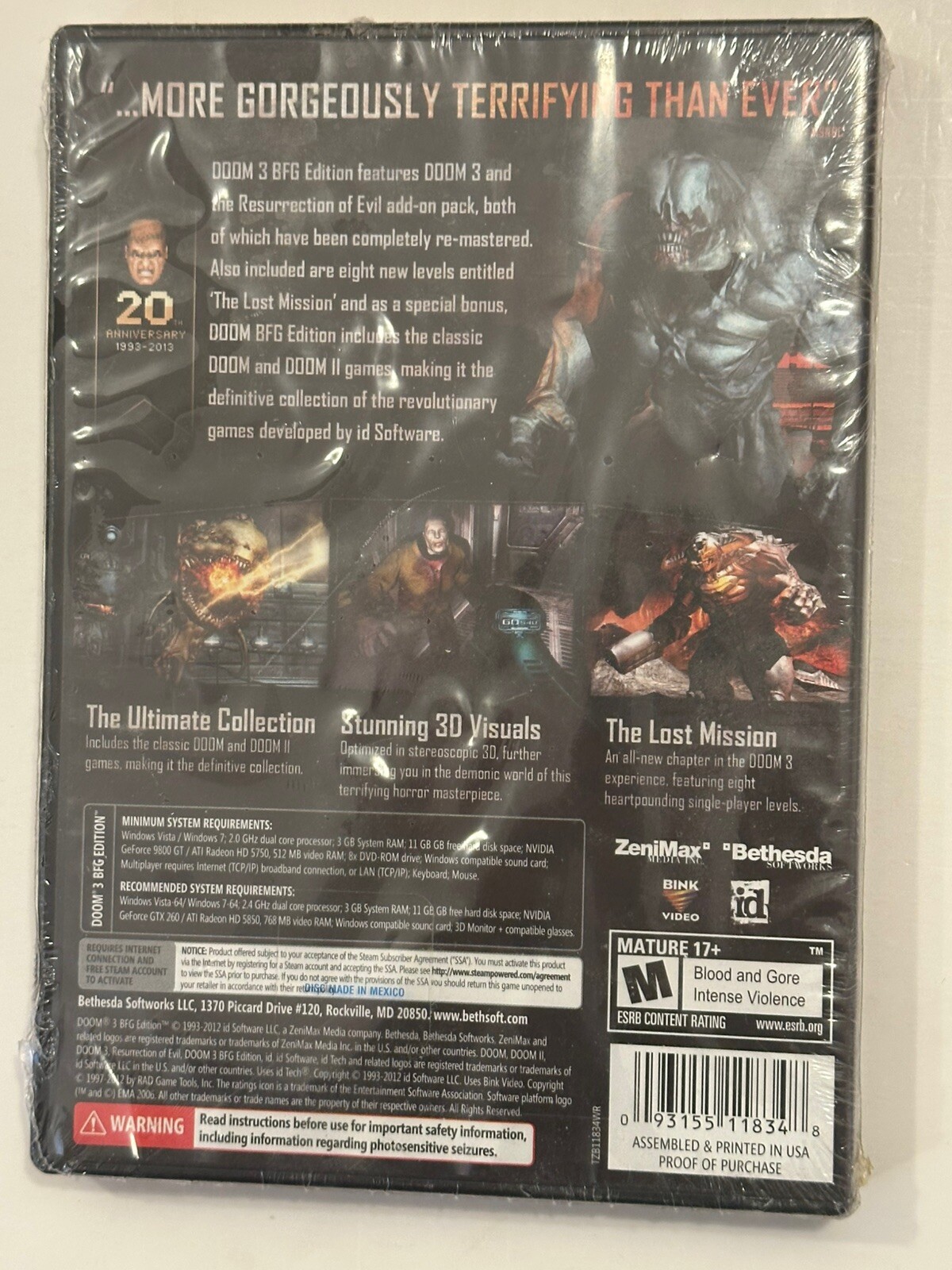 Doom 3: BFG Edition (PC, 2012) Sealed Brand New