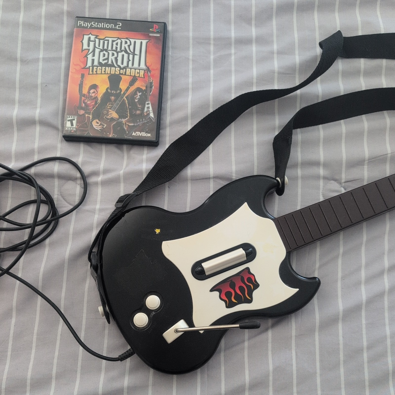 RedOctane SG Wired Controller Black PS2 Guitar Hero Controller & Game TESTED