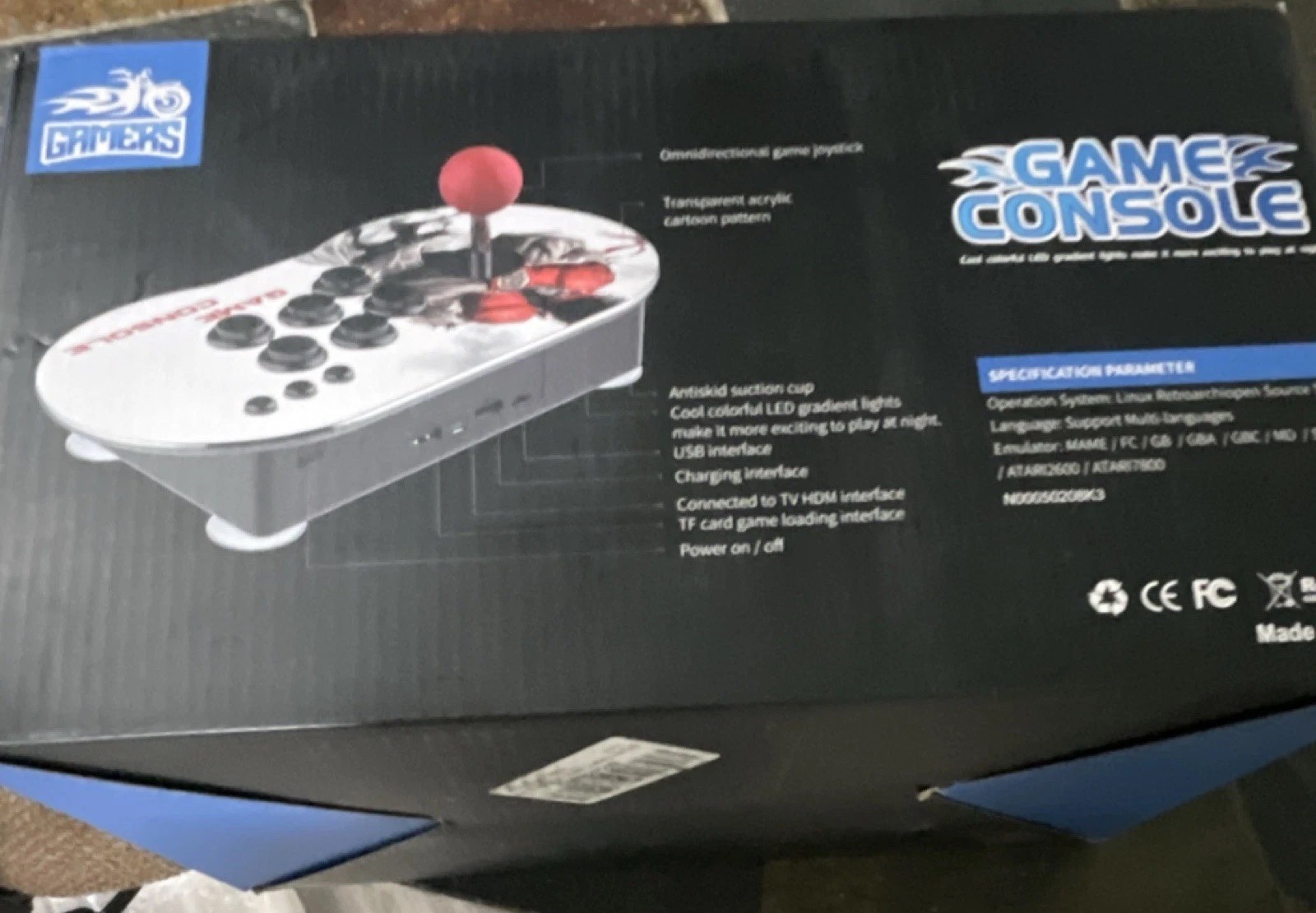 Gamers Home Game Console Black Wi-Fi Capability HDMI USB Arcade Joystick