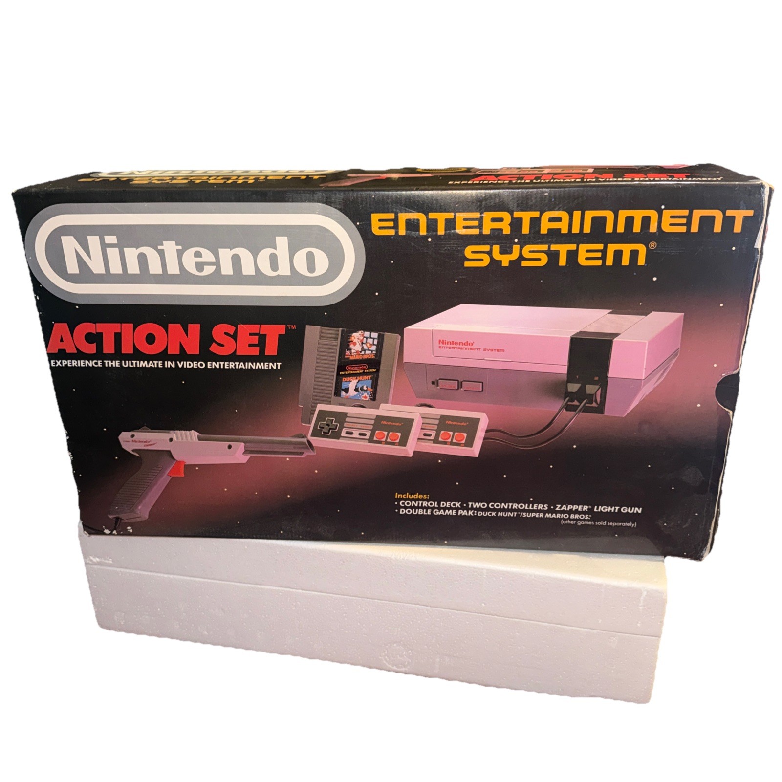 Nintendo NES-001 Console W/ Mario Duck Hunt Controller Light Gun Tested CIB