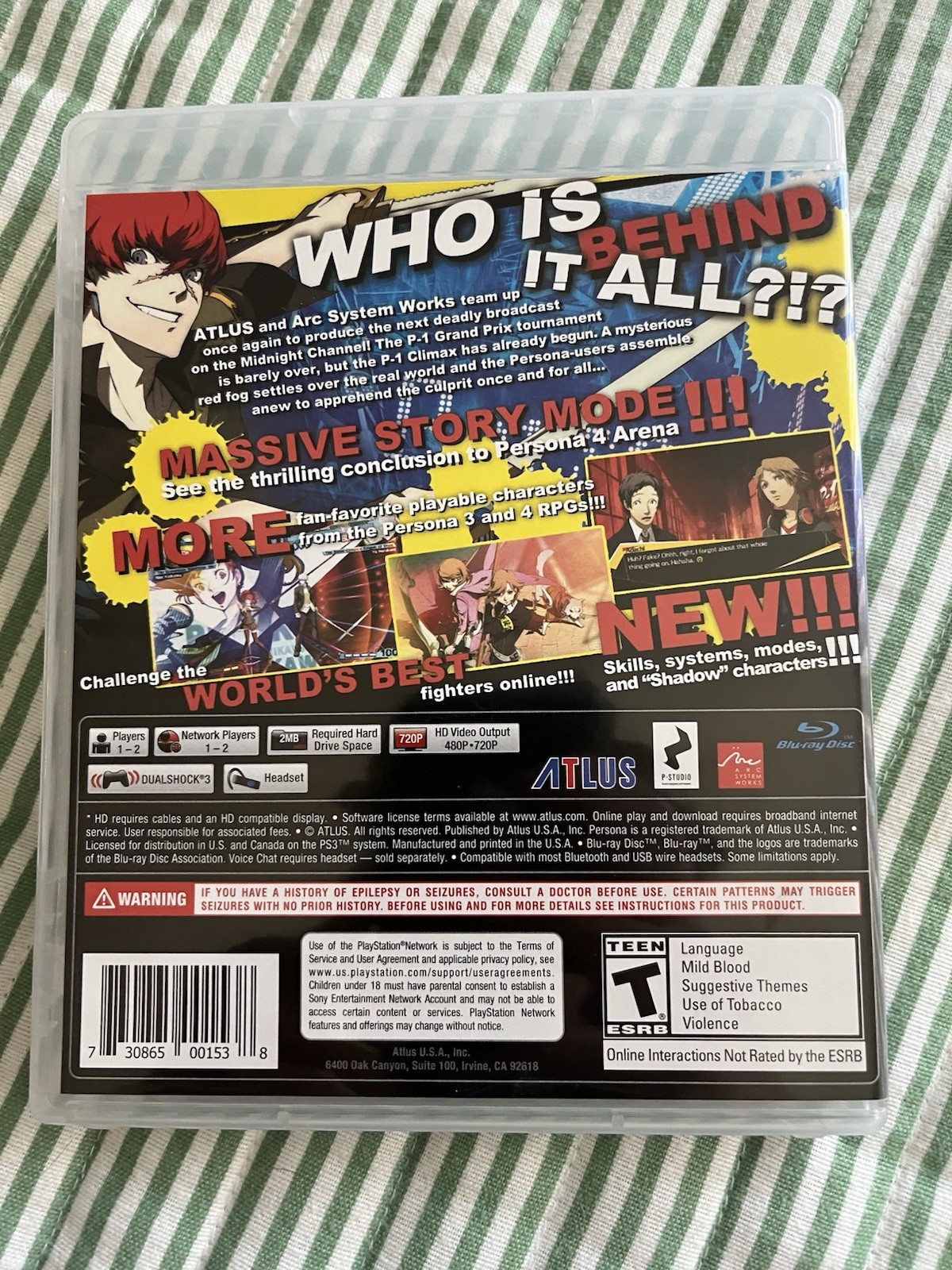 Persona 4: Arena Ultimax (Sony PlayStation 3, 2014) CIB W/ Manual Tested Working