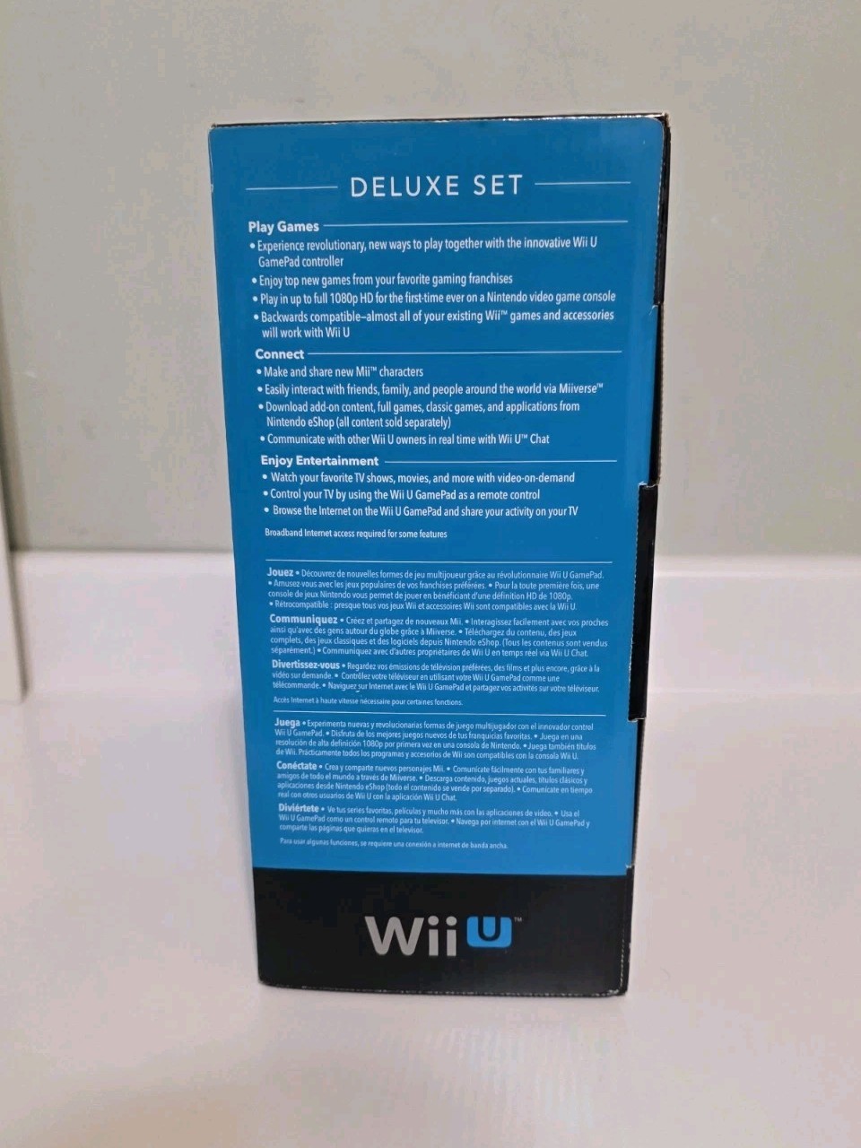 Nintendo Wii U Deluxe Set 32GB Black Console w/ GamePad, Cables, Box, Manuals
