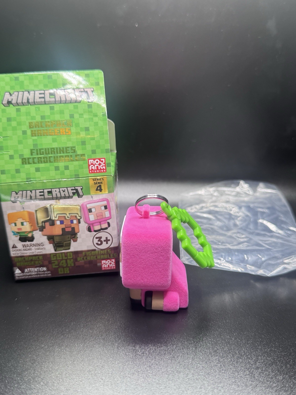 Minecraft FLOCKED PINK SHEEP Chase Backpack Hangers Series 4 Mojang RARE