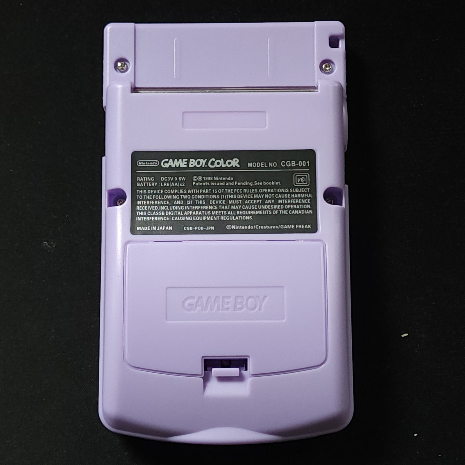 GameBoy Color GBC Lilac Backlit OLED Screen, Color Changing Buttons/Logo
