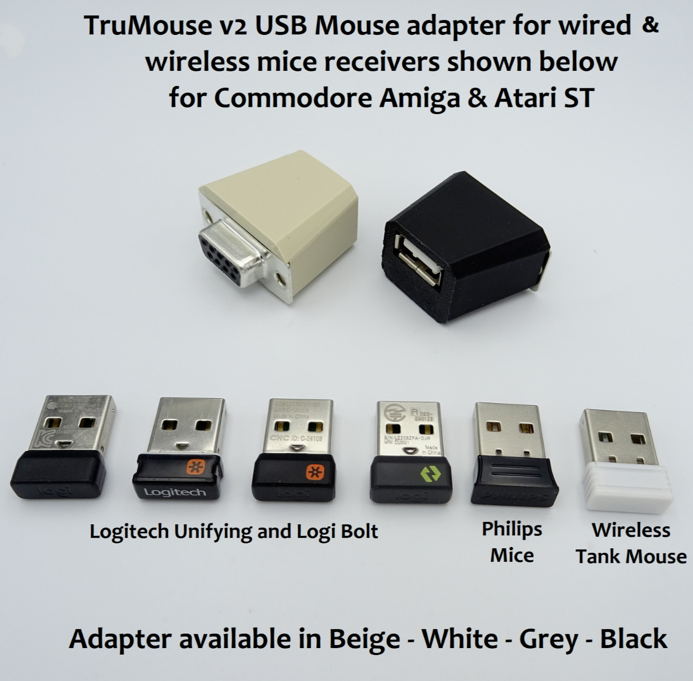 Atari/Amiga USB Mouse Adapter – True USB HID Adapter with case colour choice