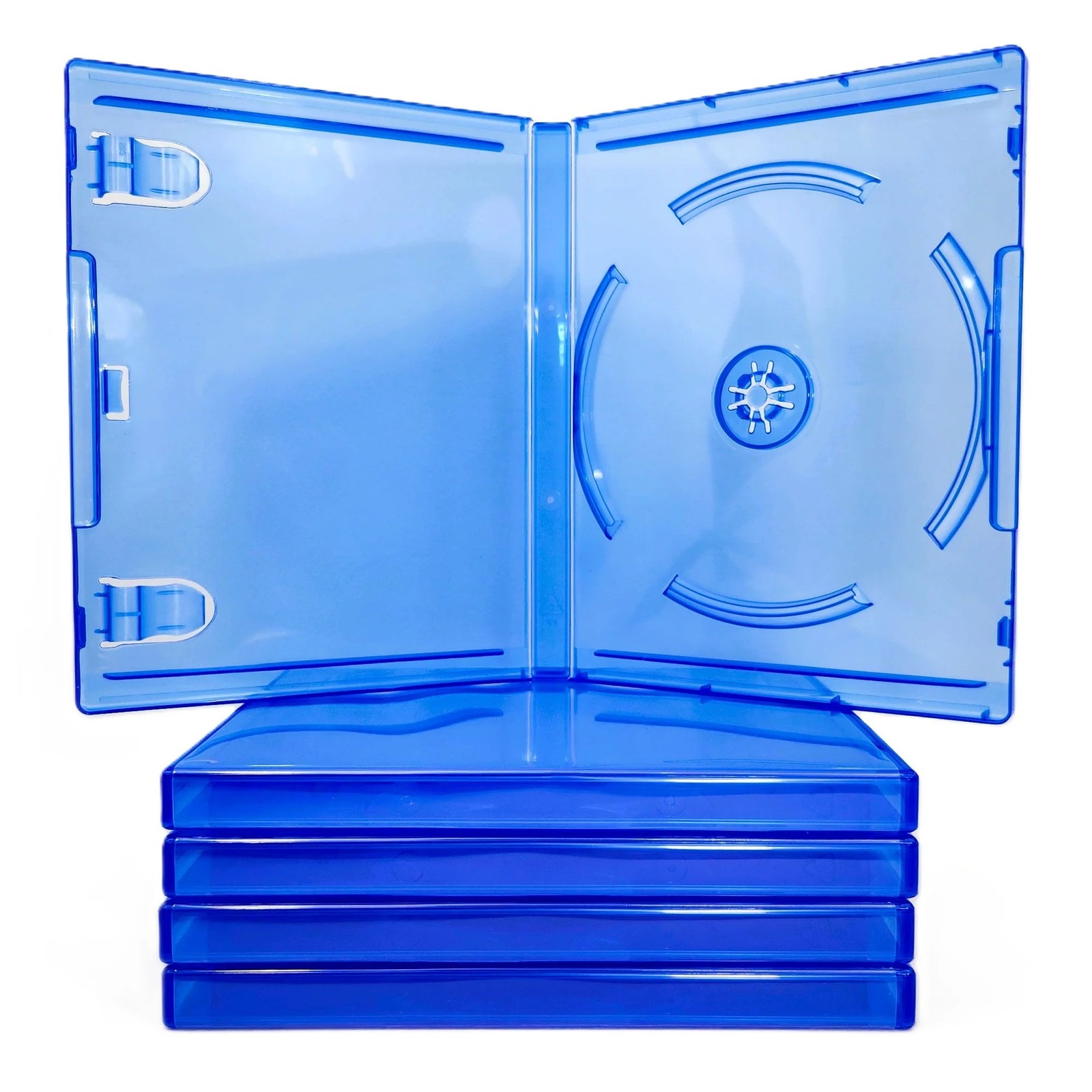 PS4 Replacement Game Case 5-Pack – New Empty Blue PlayStation 4 Disc Cases Only