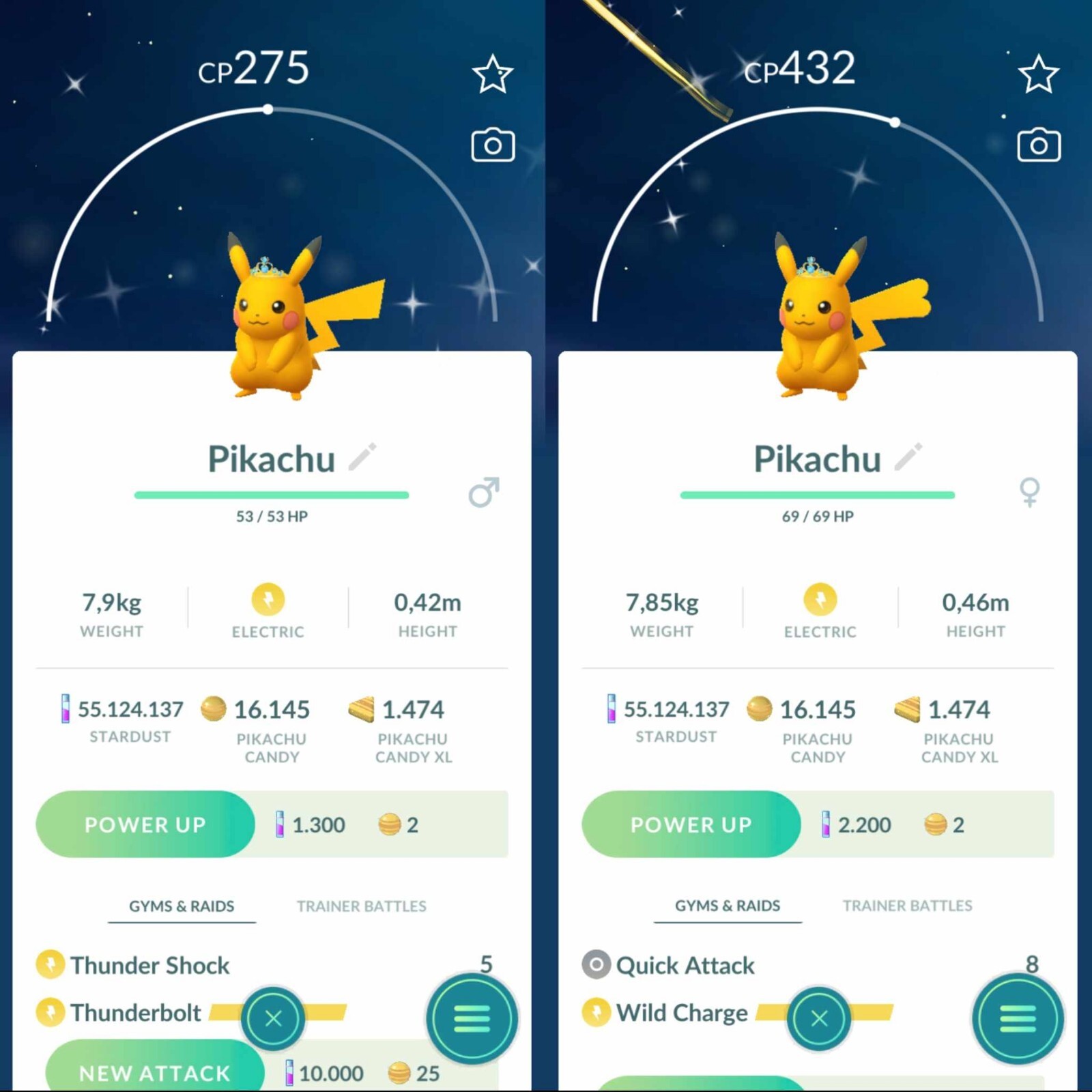 Pokemon Shiny Pikachu Wearing a Aquamarine Crown (blue) -TRADE -Read Description