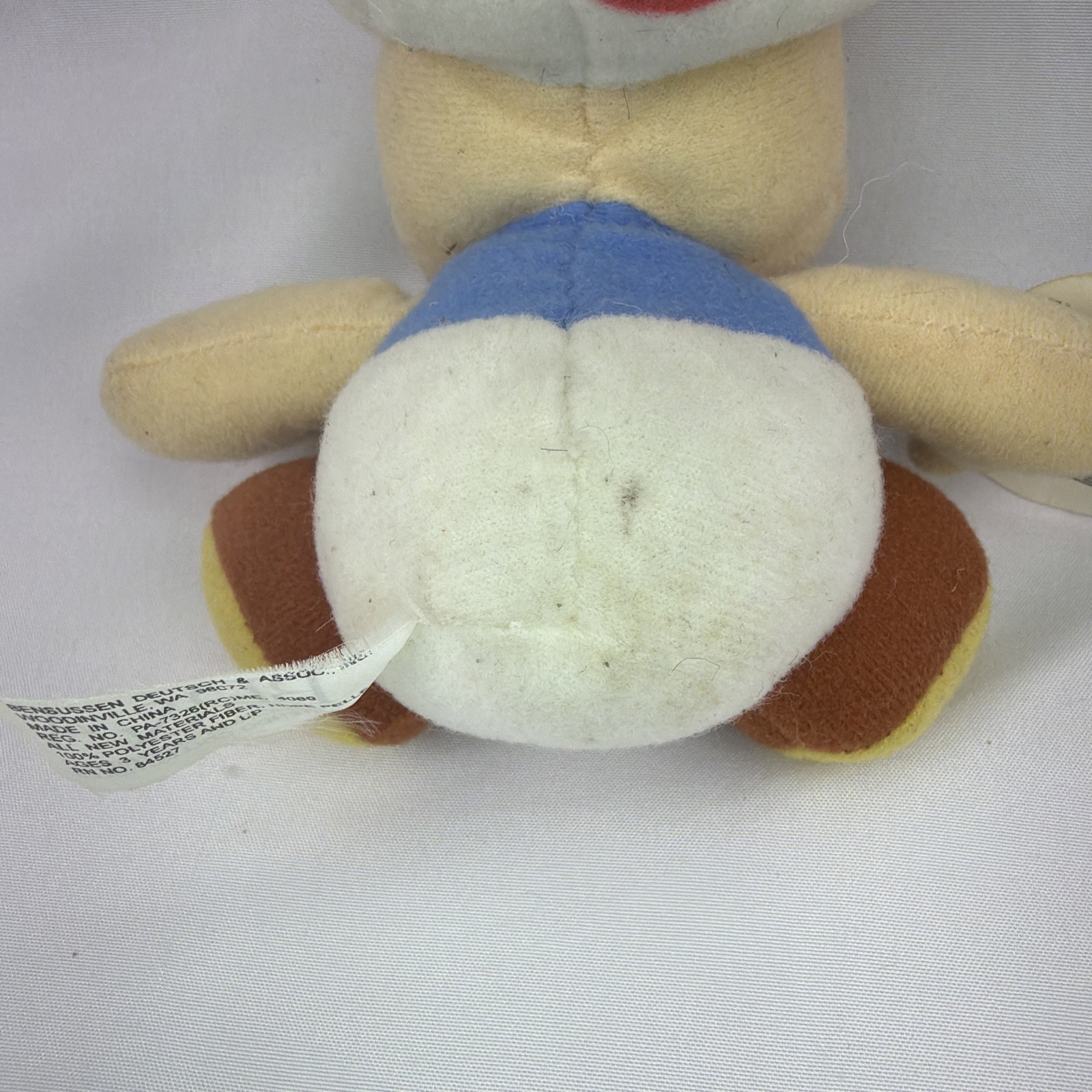 TOAD Plush Vintage BD&A 1997 Super Mario 64 Nintendo 64 With Tags